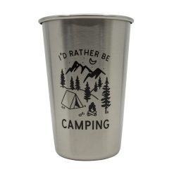 Magic Pine Outfitters I'd Rather Be Camping Stainless Steel Pint Cup