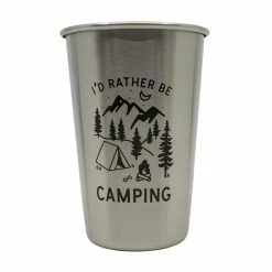 Magic Pine Outfitters I'd Rather Be Camping Stainless Steel Pint Cup