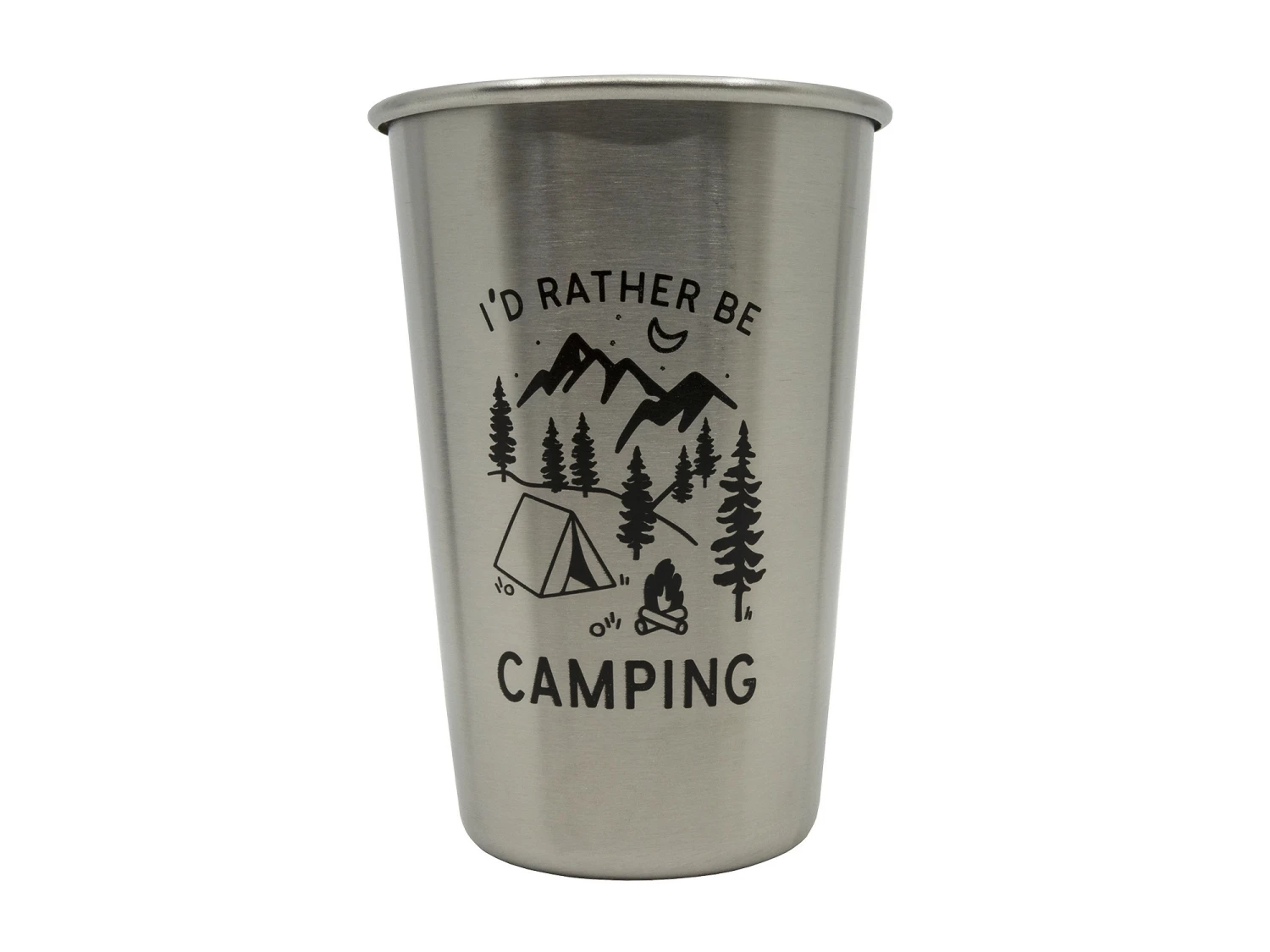 Magic Pine Outfitters I'd Rather Be Camping Stainless Steel Pint Cup