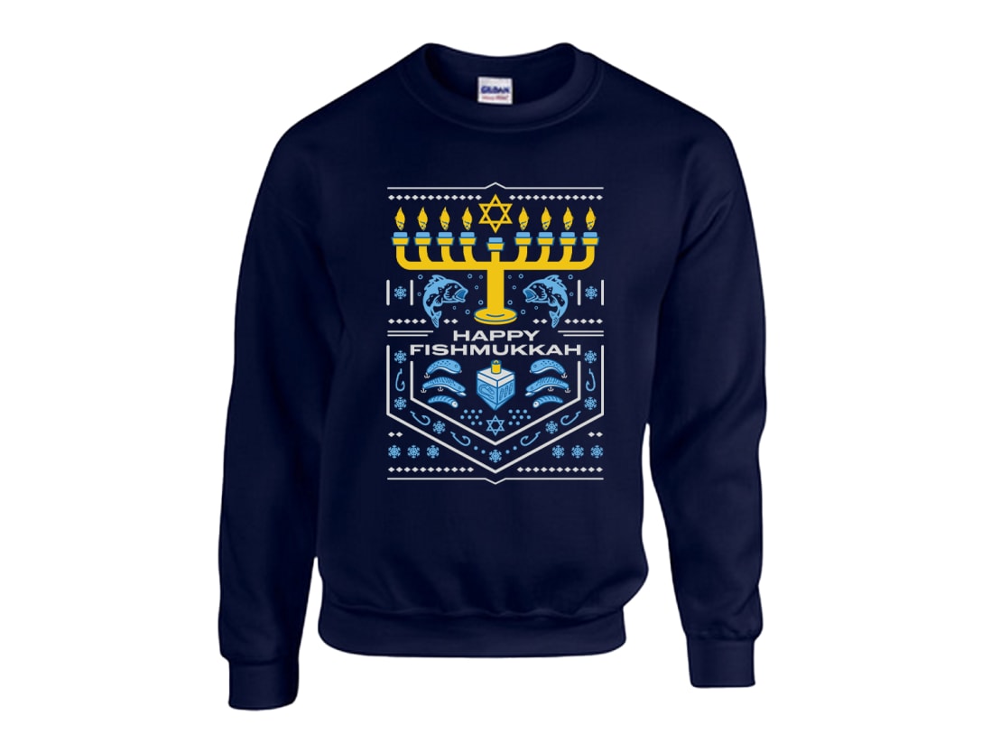 Fishmukkah Sweater Karl's Fishing & Outdoors Fishmukkah Sweater -ElaZtech store catchco navy fishmukkah