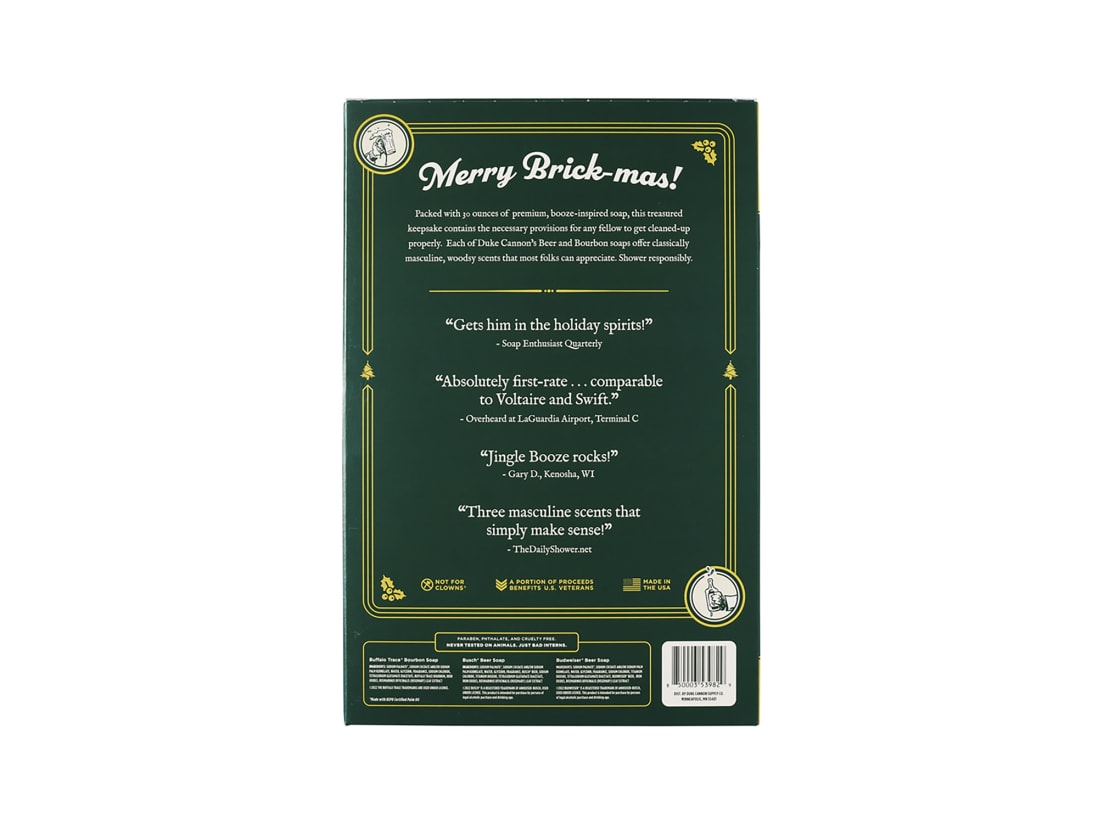 Duke Cannon Jingle Booze Soap Gift Set Duke Cannon Jingle Booze Soap Gift Set -ElaZtech store dukecannon jingleboozesoap giftset back 75 06 dcn 10015a