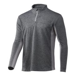 HUK Icon X Coldfront 1/4 Zip -ElaZtech store huk overcastgreyheather iconxcoldfront1 4zip front 51 10 huk 10007g