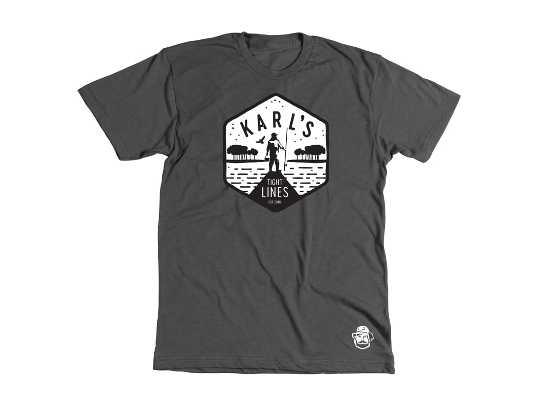 Karl's Texas Badge T-shirt Karl's Fishing & Outdoors Karl's Texas Badge T-shirt -ElaZtech store mockup charcoal texasbadge tshirt 50 01 krl 10005a