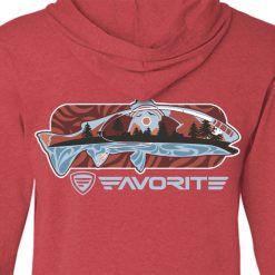 Favorite Fishing Simmer Tri-Blend Hoodie -ElaZtech store simmer trout rd hthr bk detail